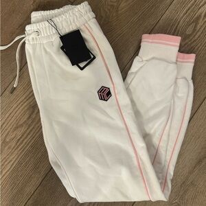 MCM Women's White Joggers with Pink Accents